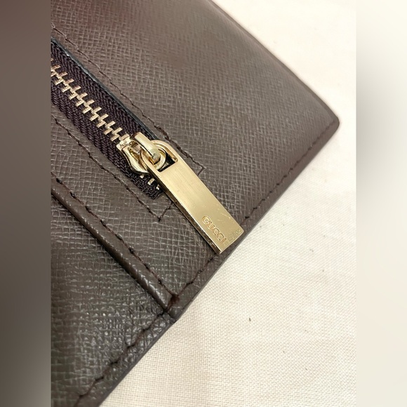 NWOT GUCCI Vintage Leather Canvas Monogram Trifold Brown Wallet and Insert - Picture 7 of 12
